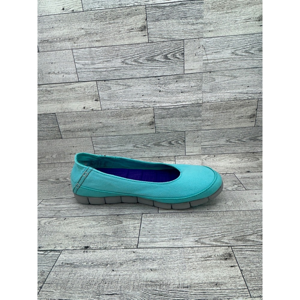 Crocs Women's Teal Canvas Ballet Flats Comfort Slip On Shoes Size 7 - Picture 8 of 10